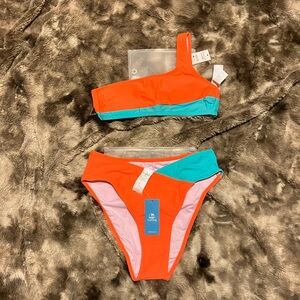 Cupshe asymmetrical high waisted colorblock bikini